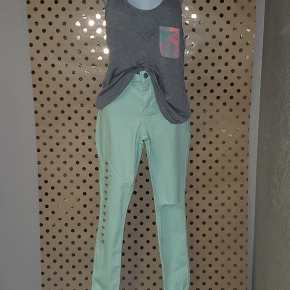 mint colored jeans